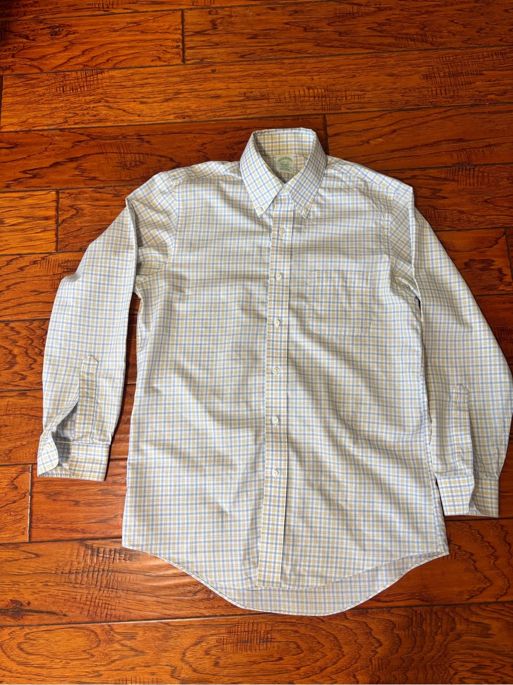 Brooks Brothers Milano Men's Check Button-Down Shirt - Light Blue & White
